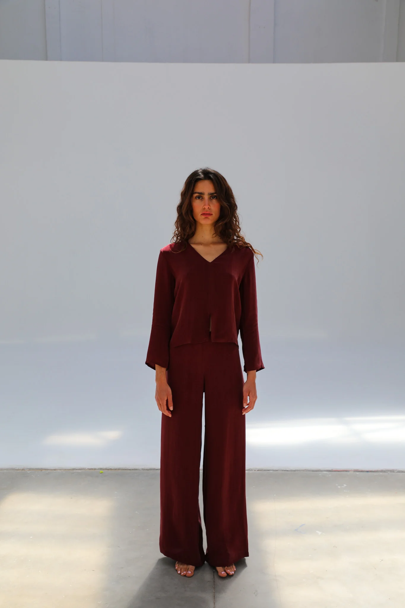 Flow Cupro Silk Pants Burgundy - Image 7