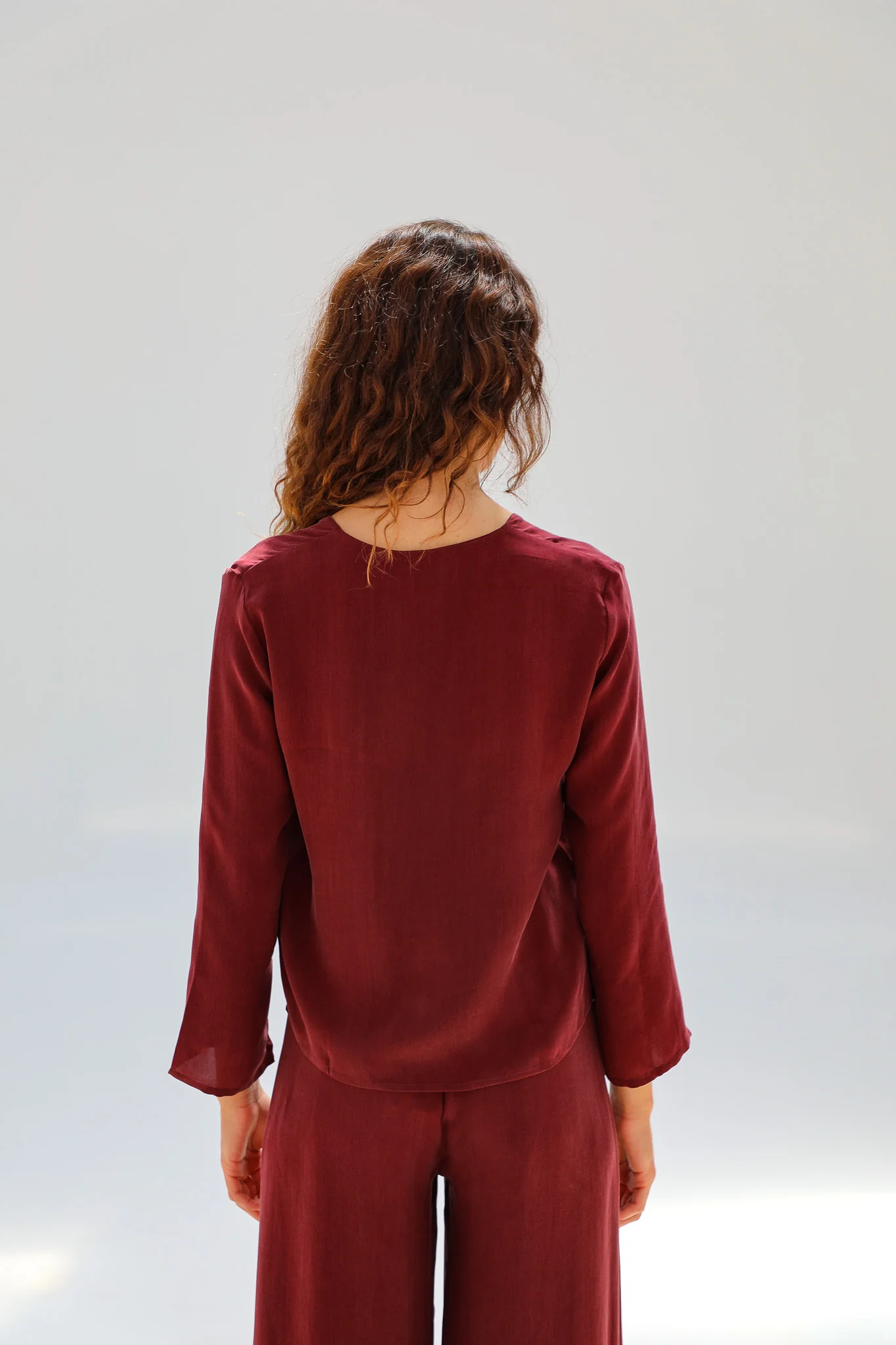 Flow Cupro Silk Top Burgundy - Image 9