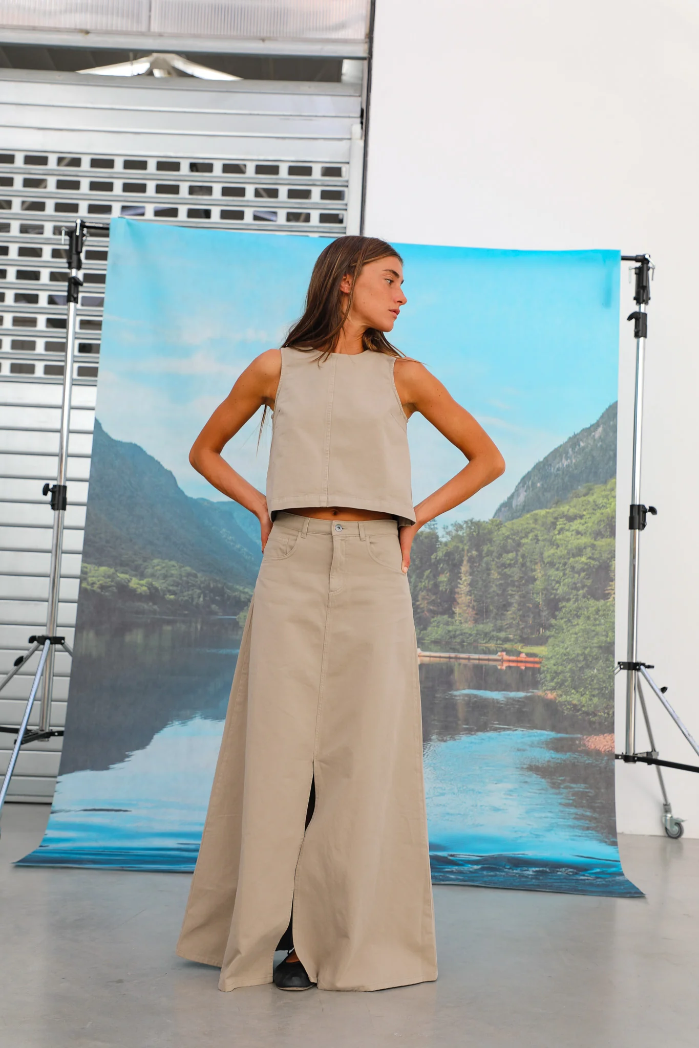 Maxi Denim Skirt Beige - Image 6